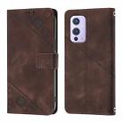 For OnePlus 9 Skin-feel Embossed Leather Phone Case(Brown) - 2