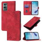 For OnePlus 9 Pro Skin-feel Embossed Leather Phone Case(Red) - 1