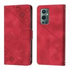 For OnePlus 9 Pro Skin-feel Embossed Leather Phone Case(Red) - 2