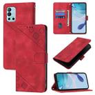 For OnePlus 9R / 8T Skin-feel Embossed Leather Phone Case(Red) - 1