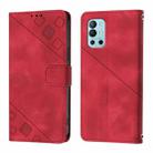 For OnePlus 9R / 8T Skin-feel Embossed Leather Phone Case(Red) - 2