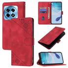 For OnePlus 12R 5G Global Skin-feel Embossed Leather Phone Case(Red) - 1