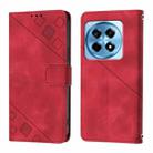 For OnePlus 12R 5G Global Skin-feel Embossed Leather Phone Case(Red) - 2