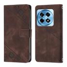 For OnePlus 12R 5G Global Skin-feel Embossed Leather Phone Case(Brown) - 2