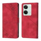 For OnePlus Ace 2V / Nord 3 Skin-feel Embossed Leather Phone Case(Red) - 2