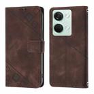 For OnePlus Ace 2V / Nord 3 Skin-feel Embossed Leather Phone Case(Brown) - 2