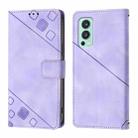 For OnePlus Nord 2 5G Skin-feel Embossed Leather Phone Case(Light Purple) - 2