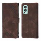 For OnePlus Nord 2 5G Skin-feel Embossed Leather Phone Case(Brown) - 2