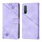 For OnePlus Nord CE 5G Skin-feel Embossed Leather Phone Case(Light Purple) - 2