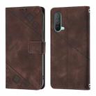 For OnePlus Nord CE 5G Skin-feel Embossed Leather Phone Case(Brown) - 2