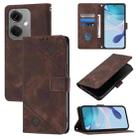 For OnePlus Nord CE3 5G India Skin-feel Embossed Leather Phone Case(Brown) - 1