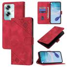 For OnePlus Nord N30 SE Skin-feel Embossed Leather Phone Case(Red) - 1