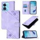 For OnePlus Nord N300 Skin-feel Embossed Leather Phone Case(Light Purple) - 1