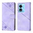 For OnePlus Nord N300 Skin-feel Embossed Leather Phone Case(Light Purple) - 2