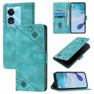 For OnePlus Nord N300 Skin-feel Embossed Leather Phone Case(Green) - 1