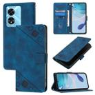 For OnePlus Nord N300 Skin-feel Embossed Leather Phone Case(Blue) - 1