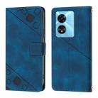 For OnePlus Nord N300 Skin-feel Embossed Leather Phone Case(Blue) - 2