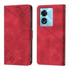 For OnePlus Nord N300 Skin-feel Embossed Leather Phone Case(Red) - 2