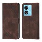 For OnePlus Nord N300 Skin-feel Embossed Leather Phone Case(Brown) - 2