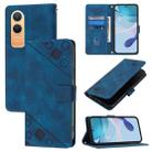 For OnePlus Nord CE4 Lite 5G Skin-feel Embossed Leather Phone Case(Blue) - 1