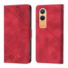 For OnePlus Nord CE4 Lite 5G Skin-feel Embossed Leather Phone Case(Red) - 3