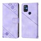 For OnePlus Nord N10 5G Skin-feel Embossed Leather Phone Case(Light Purple) - 3