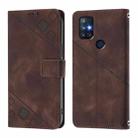 For OnePlus Nord N10 5G Skin-feel Embossed Leather Phone Case(Brown) - 3