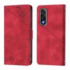 For OnePlus Ace 5 Ultra Skin-feel Embossed Leather Phone Case(Red) - 2