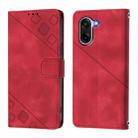 For OnePlus Ace 5 Racing Skin-feel Embossed Leather Phone Case(Red) - 2