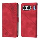 For OnePlus Nord 4 5G Global Skin-feel Embossed Leather Phone Case(Red) - 2