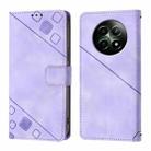 For Realme 12 5G Global Skin-feel Embossed Leather Phone Case(Light Purple) - 1