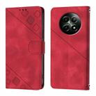 For Realme 12 5G Global Skin-feel Embossed Leather Phone Case(Red) - 1