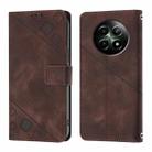 For Realme 12 5G Global Skin-feel Embossed Leather Phone Case(Brown) - 1