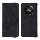 For Realme 12 5G Global Skin-feel Embossed Leather Phone Case(Black) - 1