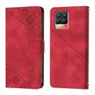 For Realme V13 5G / Q3 5G / Q3i 5G Skin-feel Embossed Leather Phone Case(Red) - 2