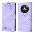 For Realme 12+ 5G Global Skin-feel Embossed Leather Phone Case(Light Purple) - 2