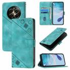 For Realme 12+ 5G Global Skin-feel Embossed Leather Phone Case(Green) - 1