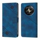 For Realme 12+ 5G Global Skin-feel Embossed Leather Phone Case(Blue) - 2