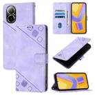 For Realme C67 4G Global Skin-feel Embossed Leather Phone Case(Light Purple) - 1