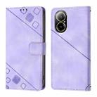 For Realme C67 4G Global Skin-feel Embossed Leather Phone Case(Light Purple) - 2