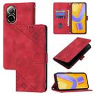 For Realme C67 4G Global Skin-feel Embossed Leather Phone Case(Red) - 1