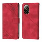 For Realme C67 4G Global Skin-feel Embossed Leather Phone Case(Red) - 2