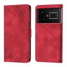 For Realme GT 5G / Realme GT Neo Skin-feel Embossed Leather Phone Case(Red) - 2