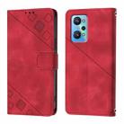 For Realme GT Neo 3T Skin-feel Embossed Leather Phone Case(Red) - 2