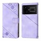 For Realme GT5 240W / Realme GT5 Skin-feel Embossed Leather Phone Case(Light Purple) - 2