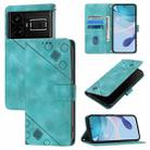For Realme GT5 240W / Realme GT5 Skin-feel Embossed Leather Phone Case(Green) - 1