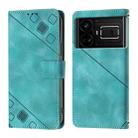 For Realme GT5 240W / Realme GT5 Skin-feel Embossed Leather Phone Case(Green) - 2