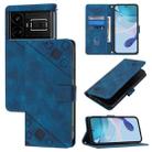 For Realme GT5 240W / Realme GT5 Skin-feel Embossed Leather Phone Case(Blue) - 1