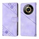 For Realme Narzo 60 Pro Global Skin-feel Embossed Leather Phone Case(Light Purple) - 2