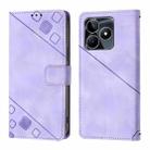 For Realme Note 50 4G Global / Realme C51 4G Skin-feel Embossed Leather Phone Case(Light Purple) - 2